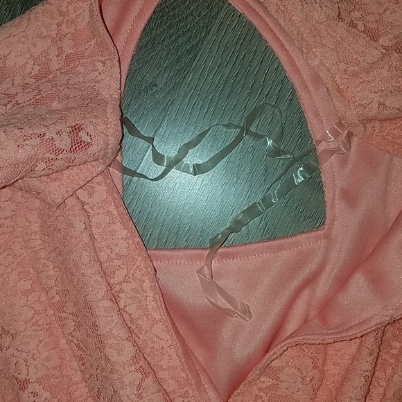 NWOT XS Pink Peach Lace Floral Long Sleeve Dress - Picture 5 of 5